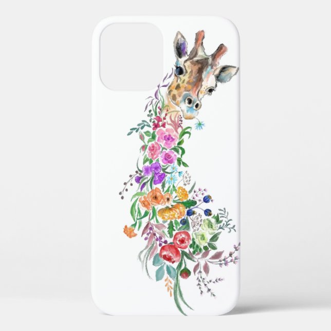 Fleurs colorées Giraffe coque iphone (Verso)