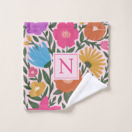 Fleurs colorées mignonnes Filles Monogramme