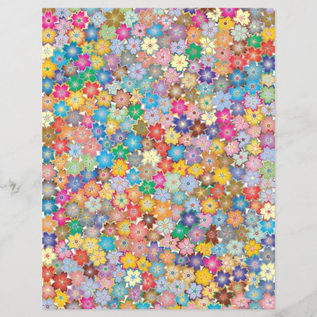 Fleurs colorées mignonnes Papier artisanal Scrapbo (Devant)