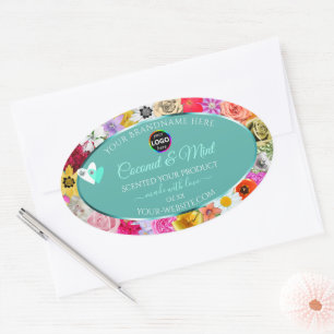 Fleurs colorées Turquoise Produit Étiquettes Coeur