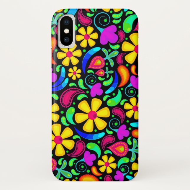 Fleurs colorées vives iPhone X Coque (Dos)