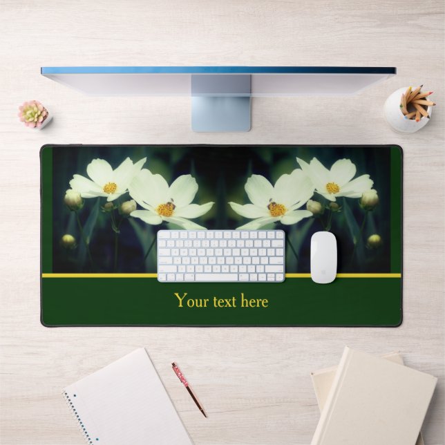 Fleurs Cosmos Blanches Avec Abeille Personnalisée (Bureau 1)