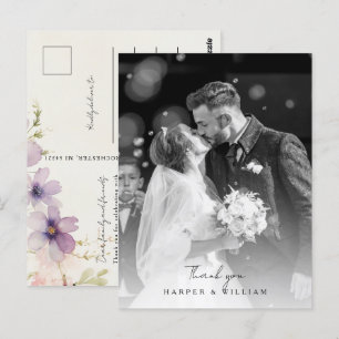 fleurs cosmos merci photo mariage Carte postale