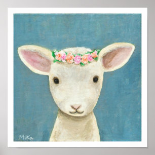Fleurs d'agneau Pépinière Art Imprimer Mouton Déco