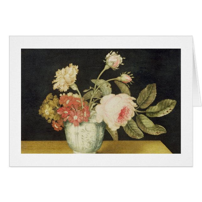 Fleurs dans un pot de Delft (huile sur le panneau) (Devant horizontal)