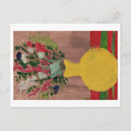 Fleurs dans un vase jaune carte postale
