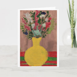 Fleurs dans une carte de billet de vase jaune