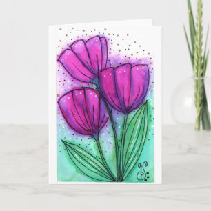 Fleurs d'aquarelle 1 carte de note blanche