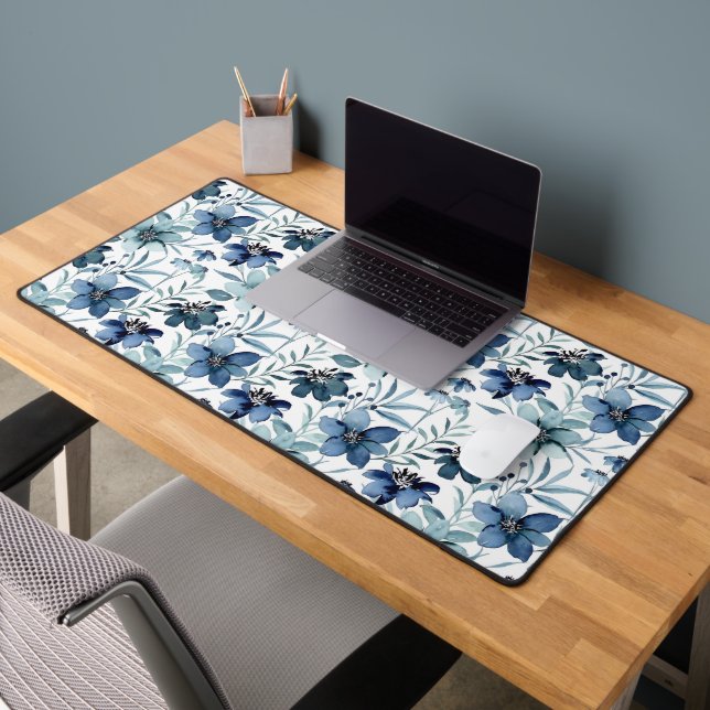 Fleurs d'aquarelle bleue (Bureau 2)