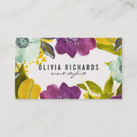Fleurs d'aquarelle Boho | Carte de visite floral