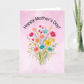 Fleurs d'aquarelle carte de jour de la mère