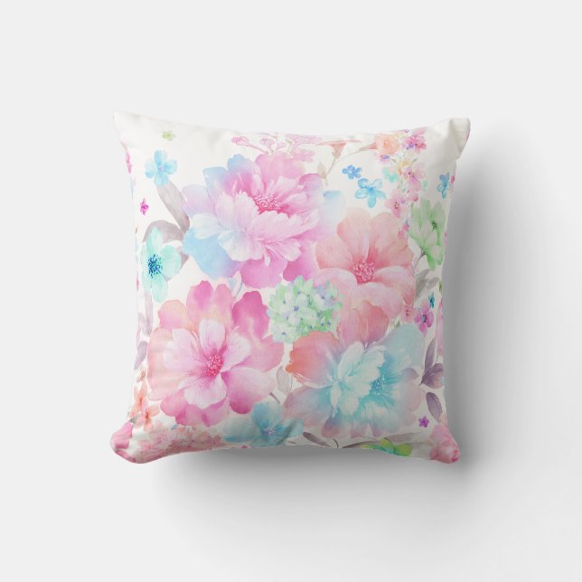 Fleurs d'aquarelle Coussin (Recto)