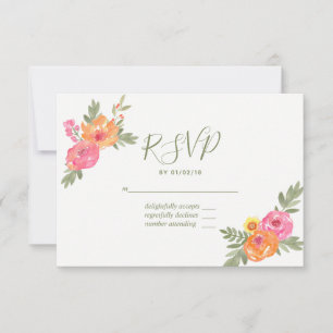 Fleurs d'aquarelle de mariage de printemps RSVP