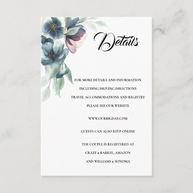 Fleurs d'aquarelle Détails de la carte (Devant)