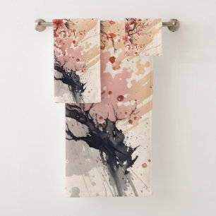Fleurs d'aquarelle en fleur de cerisier rouge rose