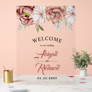 Fleurs d'aquarelle en terre cuite mariage BIENVENU