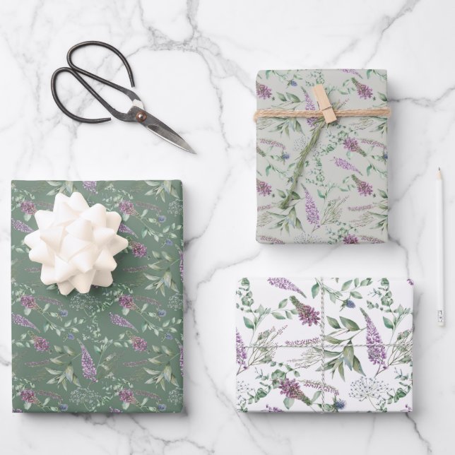 Fleurs d'aquarelle enveloppant des feuilles de pap (Recto)