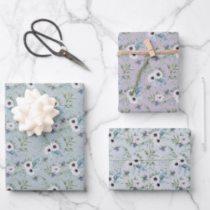 Fleurs d'aquarelle enveloppant des feuilles de pap