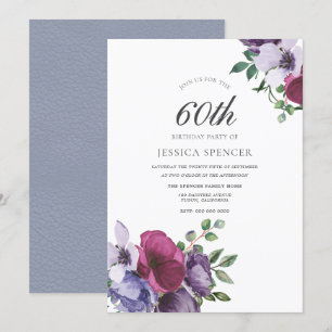 Fleurs d'aquarelle Femmes Invitation 60e anniversa