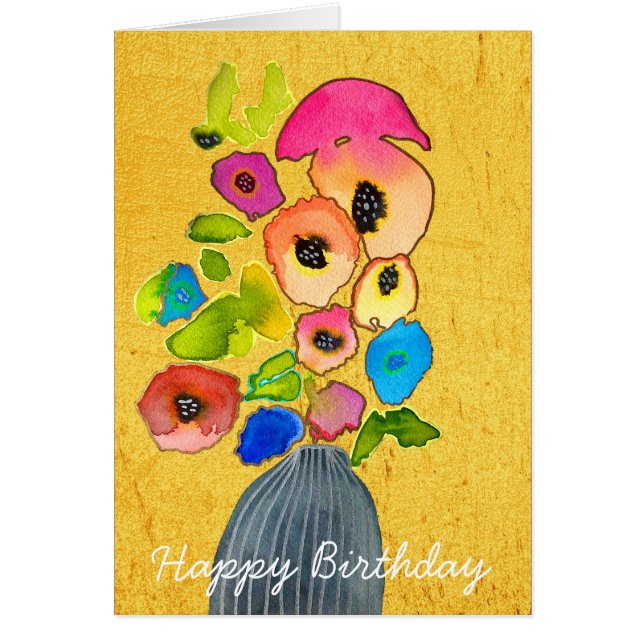 Fleurs d'aquarelle florale dans le vase (Devant)