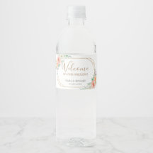 Fleurs d'aquarelle géométrique Étiquette d'eau de 