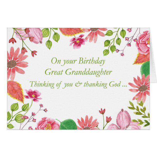 Fleurs d'aquarelle Great Grandgirl Religieux B (Devant horizontal)