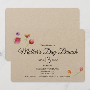 Fleurs d'aquarelle, invitation de brunch du jour