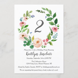 Fleurs d'aquarelle Invitation de fête d'anniversai