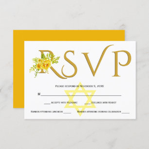 Fleurs d'aquarelle jaune B' Not Mitzvah RSVP