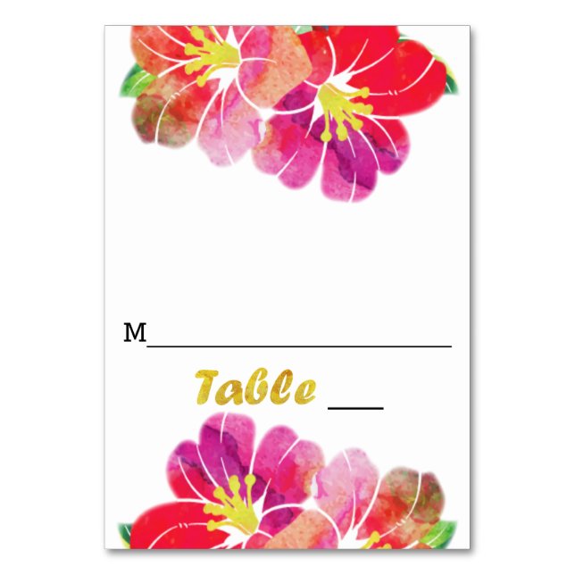 Fleurs d'aquarelle mariage carte d'escorte pliée (Par défaut)
