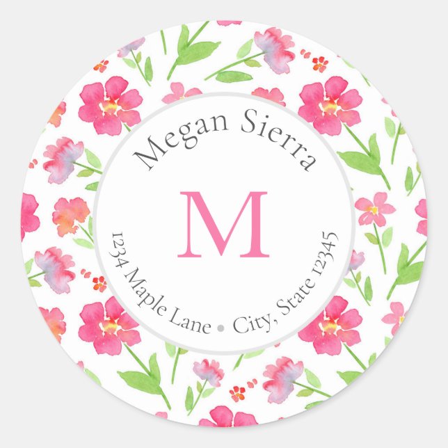 Fleurs d'aquarelle mixtes 2 étiquettes (Devant)