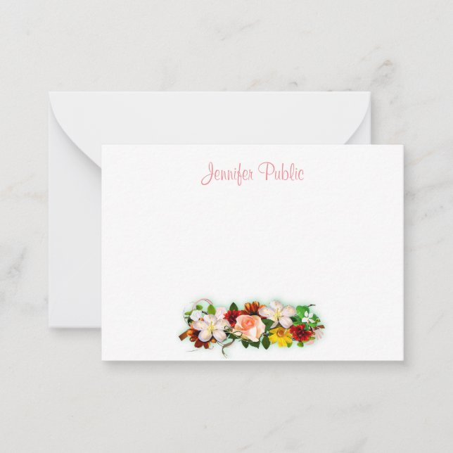Fleurs d'aquarelle Modèle texte manuscrit (Devant)