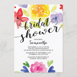 Fleurs d'aquarelle modernes Invitation de douche n