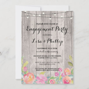 Fleurs d'aquarelle Partie d'engagement Invitation 