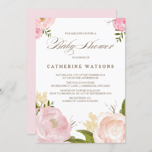 Fleurs d'aquarelle romantique Invitation Baby show