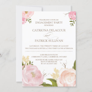 Fleurs d'aquarelle romantique Invitation Fiançaill