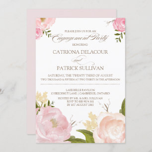 Fleurs d'aquarelle romantique Invitation Fiançaill