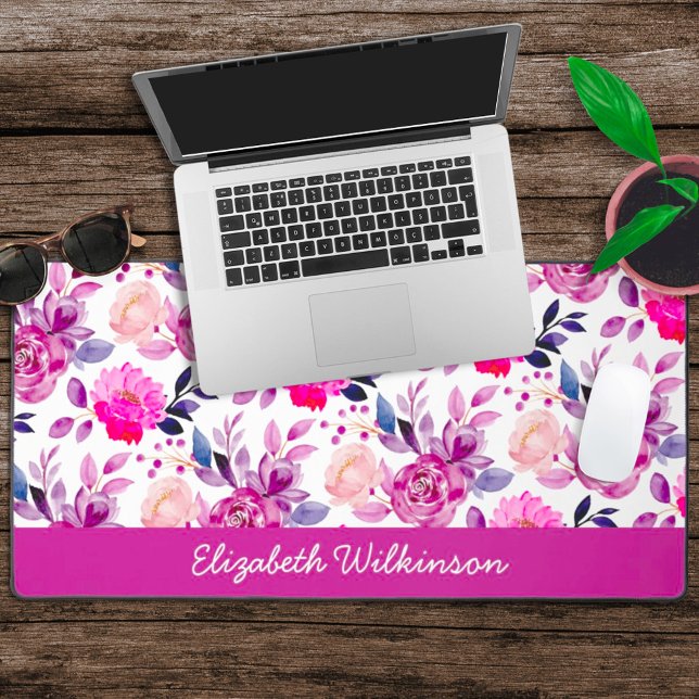 Fleurs d'aquarelle rose et violet nom féminin (Créateur téléchargé)