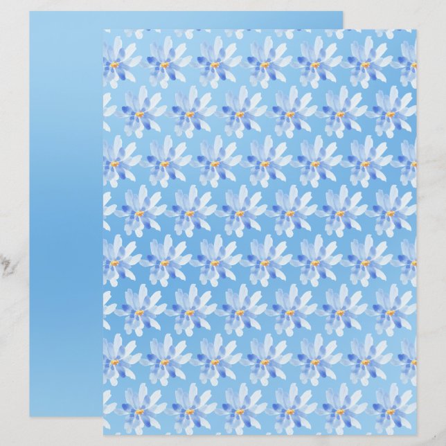 Fleurs d'aquarelle sur feuille papier à papier à p (Devant / Derrière)