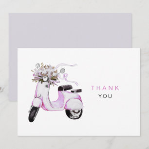 Fleurs d'aquarelle sur un Merci de scooter