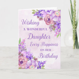 Fleurs d'aquarelle violette Carte d'anniversaire f