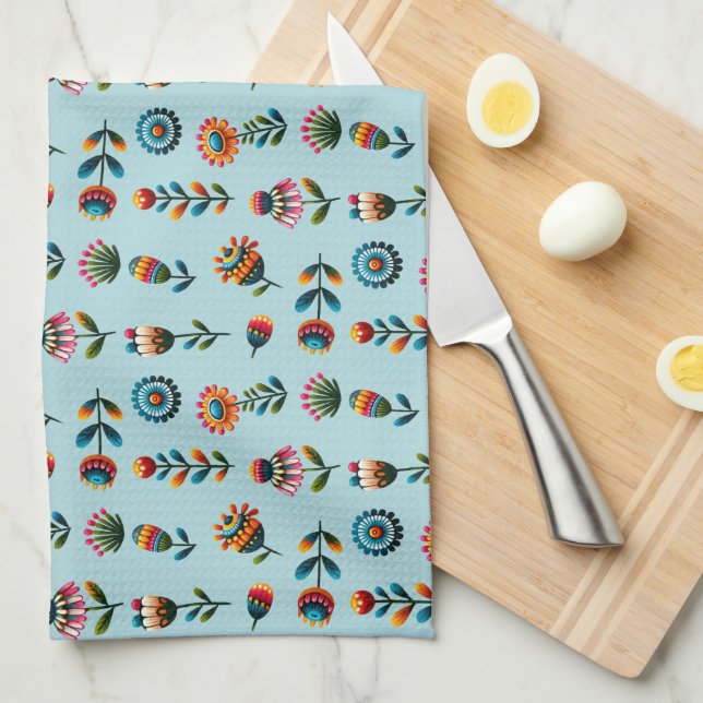 Fleurs d'Art populaire Serviette de cuisine (Quart Plié)