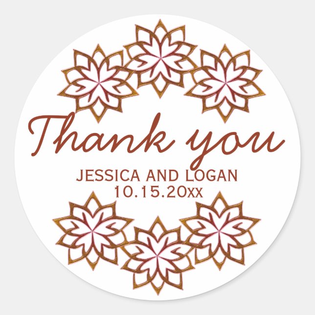 Fleurs d'automne Abstraites Rouge cuivre, Stickers (Devant)