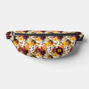 Fleurs d'automne élégantes Floral Boho Monogramme