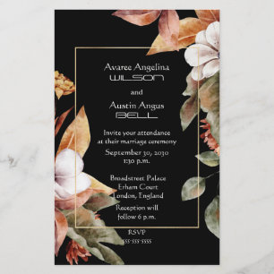 Fleurs d'automne et Faire-part de mariage Feuille