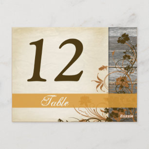 Fleurs d'automne, FAUX Bois Numéro de table Carte 