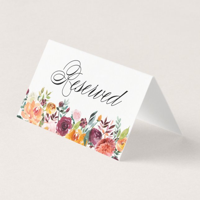 Fleurs d'automne Floral Mariage Réservé carte (Front)