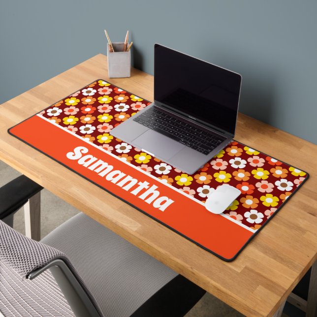 Fleurs d'automne rétro Motif Rouge (Bureau 2)