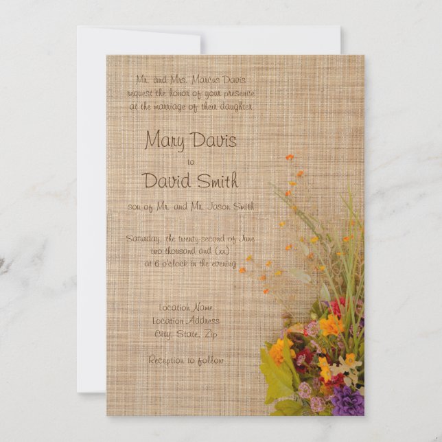 Fleurs d'automne rustiques Faire-part de mariage (Devant)