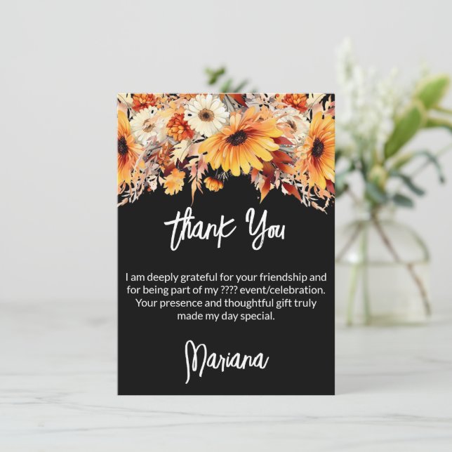 Fleurs d'automne sur le Carte de remerciements du  (Debout devant)
